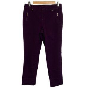 Charter Club Womens Size 6 Purple Plum Cropped Pant Stretch Mid Rise Office Wear